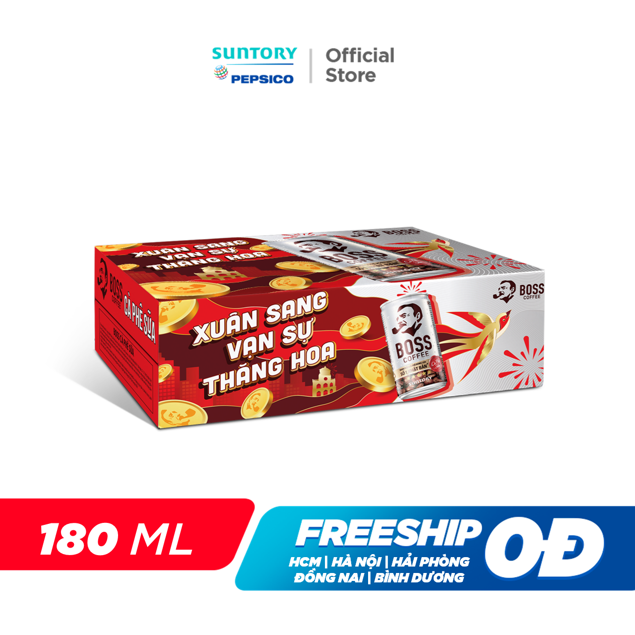 Thùng 24 Lon Cà phê sữa Boss (180ml/lon)