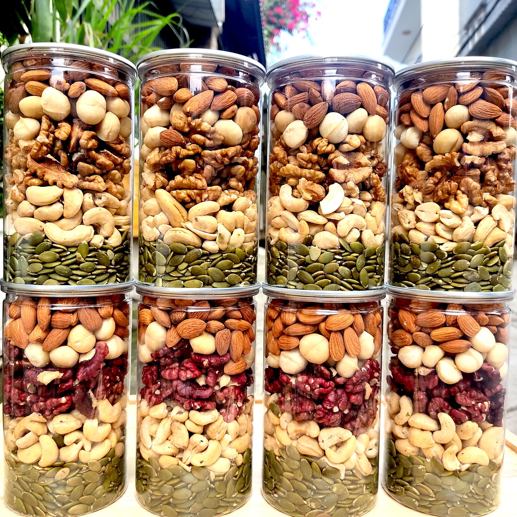 Mix 5 Loại Hạt dinh dưỡng (macca, óc chó đỏ, hạt điều, hạt bí, hạnh nhân)