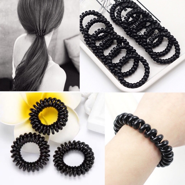 5 Sợi Cột tóc lò xo đen nhỏ 3cm lẻ 1 cái
