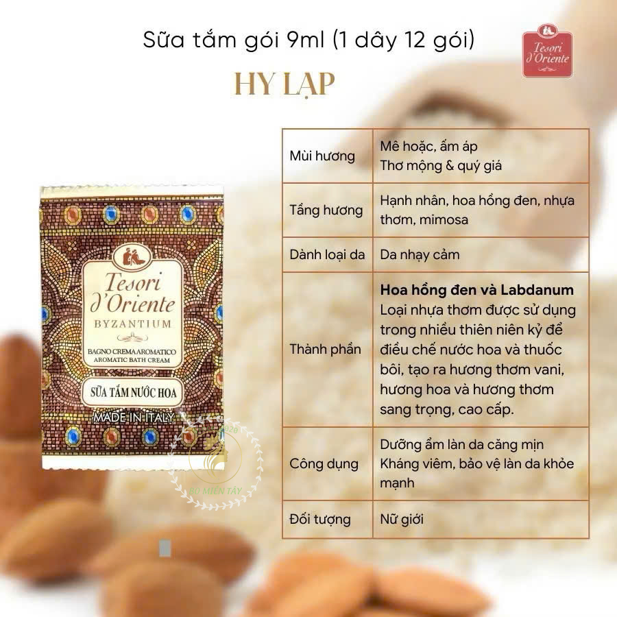 (Dây 10 Tặng 2) Sữa Tắm Tesori d’Oriente 9ml – Hương Nước Hoa Ý, Đủ Mùi Lựa Chọn