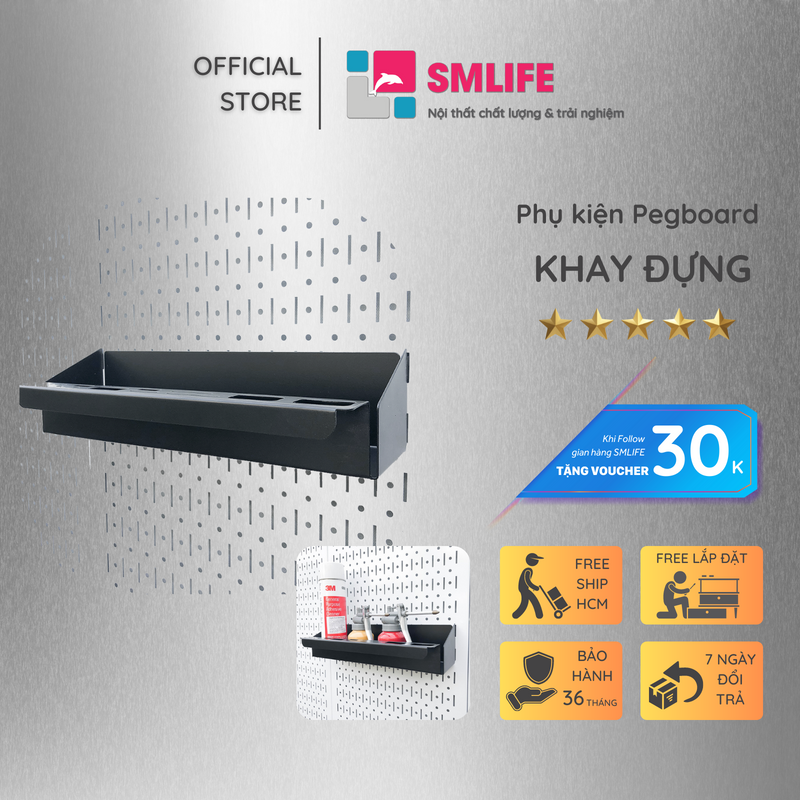 Khay đựng Pegboard - Giá treo bằng thép sơn tĩnh điện - Phụ kiện móc treo dụng cụ Pegboard