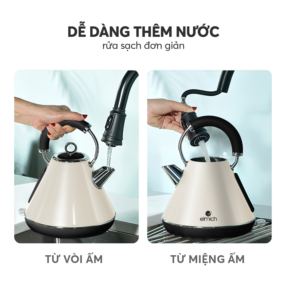 Ấm đun nước siêu tốc Elmich KEE1778 (Dung tích 1.8L, Mầu vàng kem, Bảo hành 36 tháng)