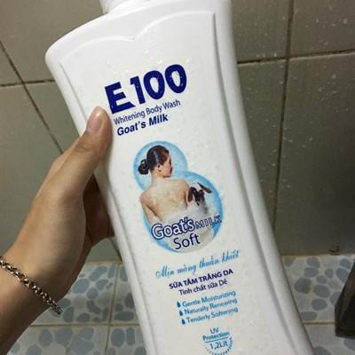 Sữa tắm trắng da E100 Tinh chất sữa dê chai 1,2lít trắng
