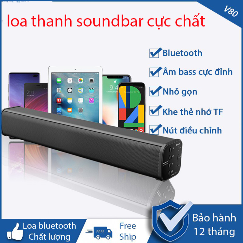 dienmayxanh - Mua loa thanh soundbar chính hãng - Loa Thanh, Loa Soundbar Samsung , sony - Loa bluetooth V80 âm thanh surround cực đỉnh vỏ ngoài kim loại tinh tế chất lượng cao cực đẹp dung lượng pin lớn có hỗ trợ thẻ nhớ , giắc 3.5