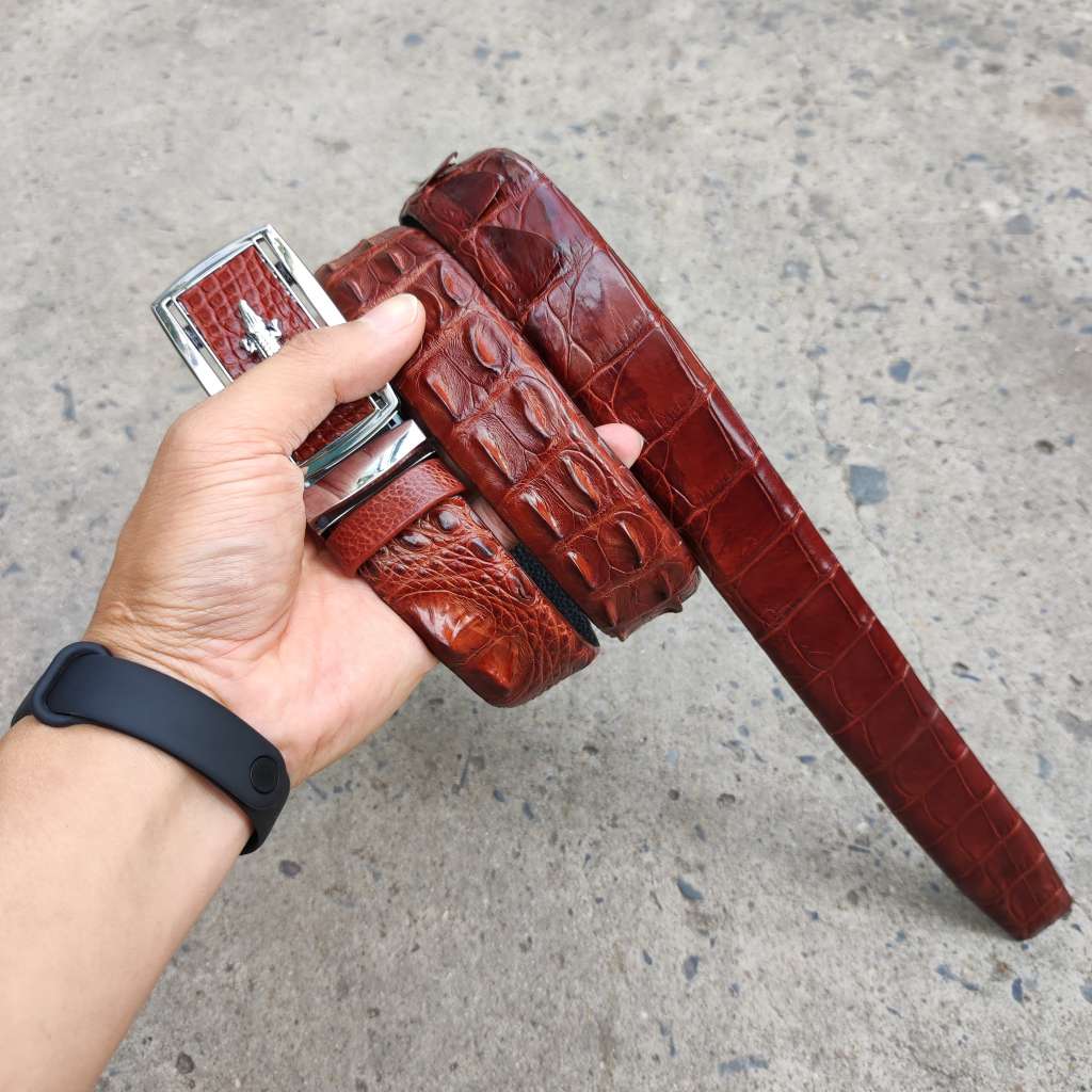 [FREE SHIP] Thắt lưng da cá sấu liền nguyên con. [BẢN RỘNG 3.5cm CÓ GAI RẤT ĐẸP]