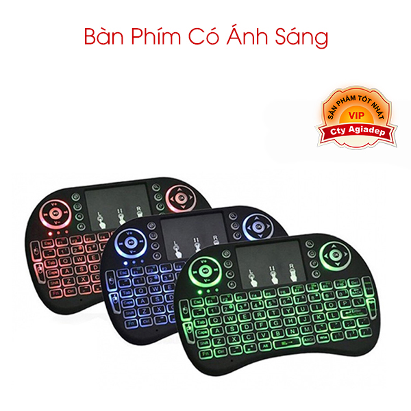 Bàn phím Mini kiêm chuột cảm ứng cho Smart TV, TV Box, Laptop - xịn của Agiadep (Pin Lithium - Có Led Ánh sáng)