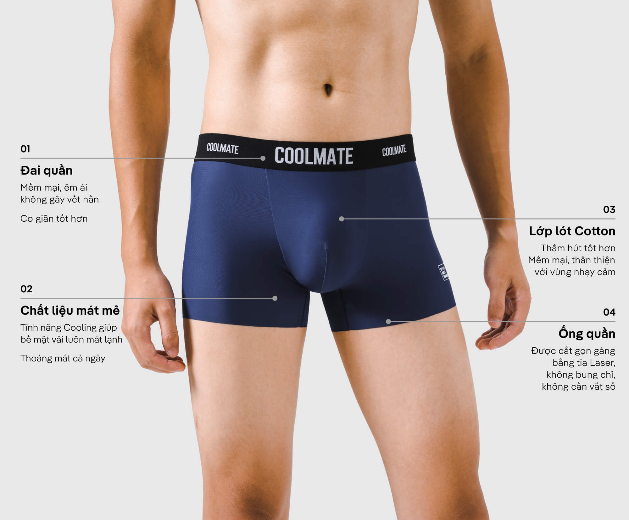 Combo 2 quần lót nam Trunk Excool Clean Cut - Coolmate [KHÔNG ĐỔI TRẢ]