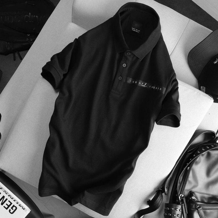 ÁO THUN NAM CÓ CỔ PHỐI VIỀN NGANG THÊU LOGO NỔI CỰC HOT