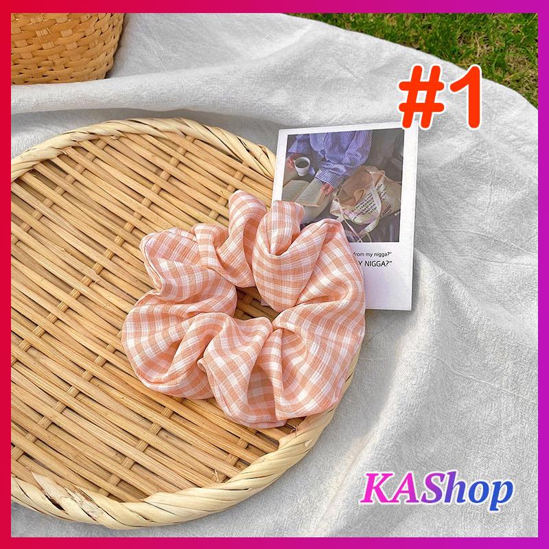 Hcm dây cột tóc nữ karo vải kate xinh xinh scrunchies style hàn quốc - kashop