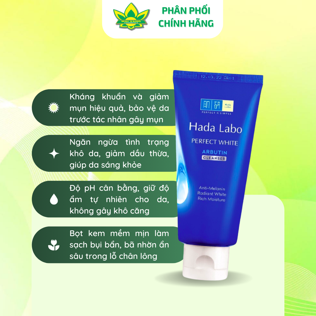 [Hàng chính hãng] Sữa Rửa Mặt Mềm Mịn, Dưỡng Ẩm Da Hada Labo 80g