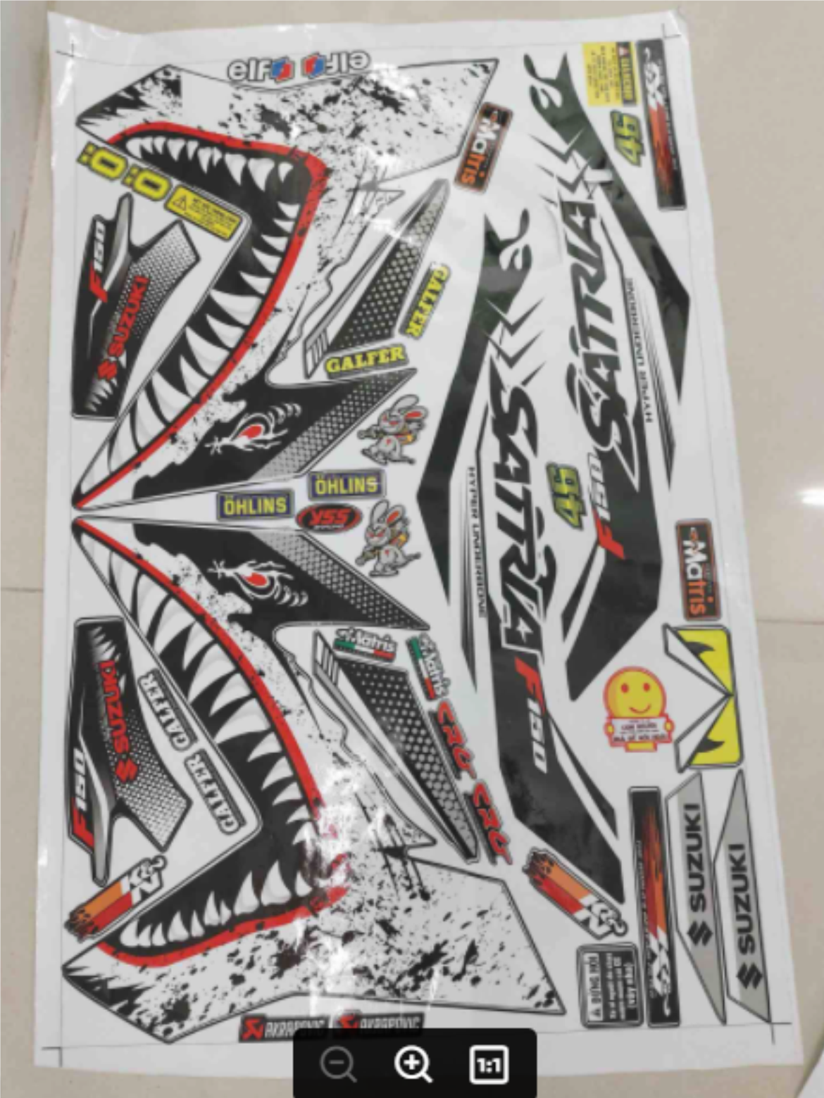 Tem rời satria cá mập trắng đen