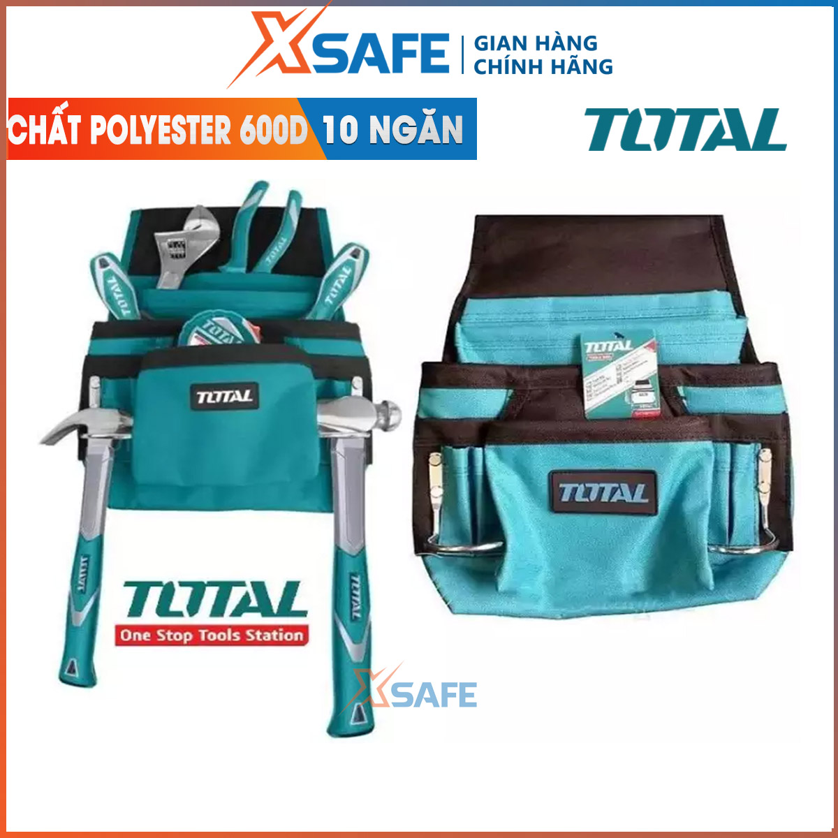 BAG Tools single total THT16P1011 with 10 small bag 2 compartment hammer. Bag made of 600D polyester fabric-genuine product