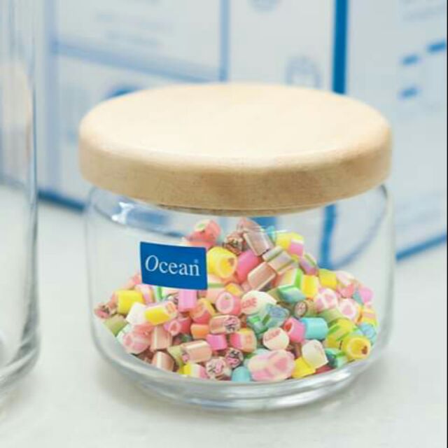 HŨ THỦY TINH NẮP GỖ OCEAN POP JAR B02511