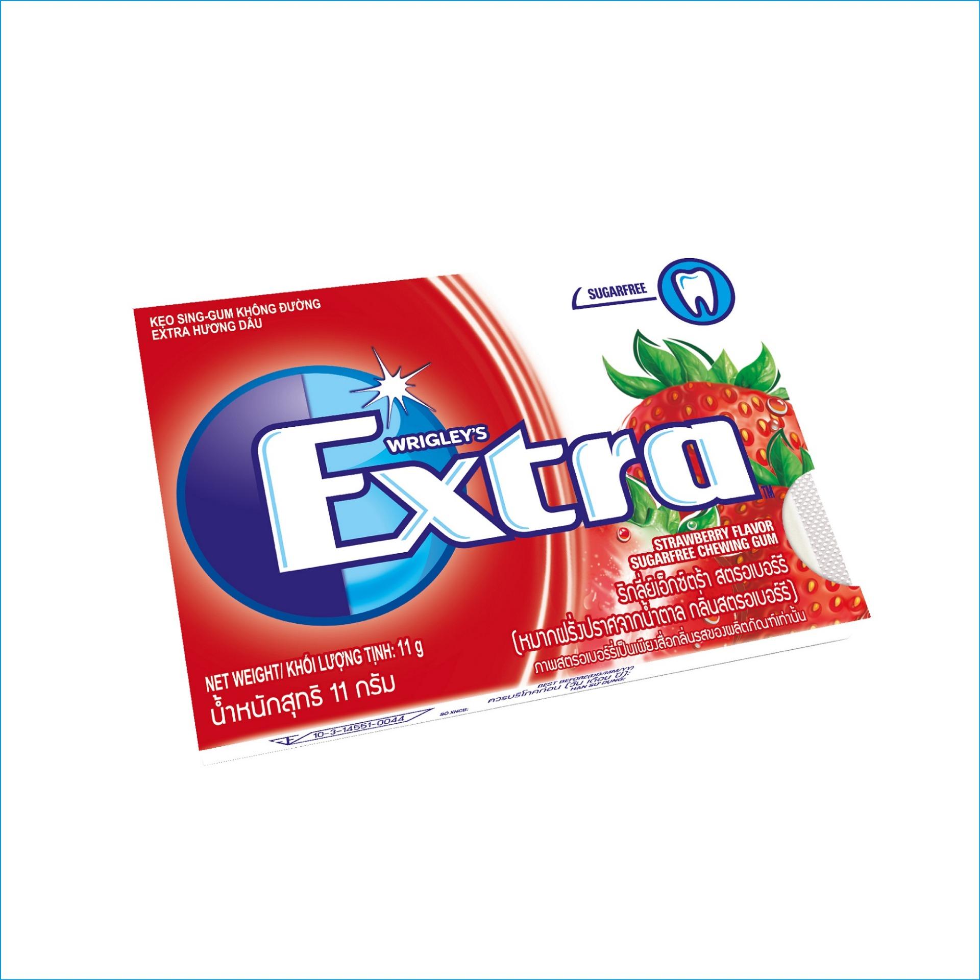 Bộ 3 vỉ kẹo cao su Extra Strawberry