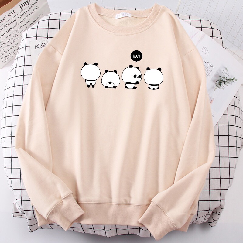 [Hoàn Tiền 15%] ÁO SWEATER IN 4 CON GẤU TRÚC (NHIỀU MÀU)
