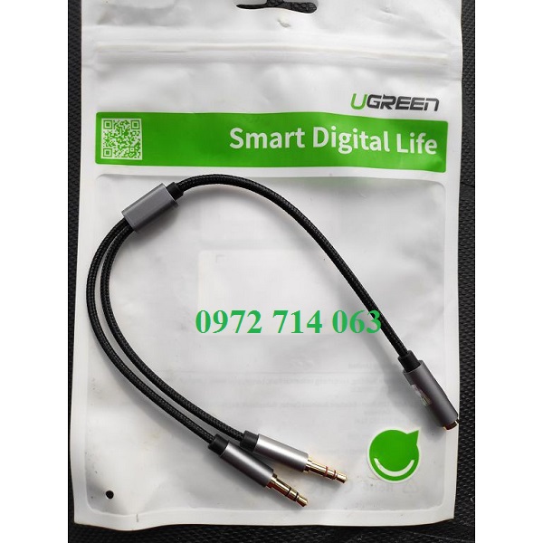 Cáp Gộp Audio 3.5mm 2 Vào 1 Ra Ugreen 20899 (Mic và Headphone)