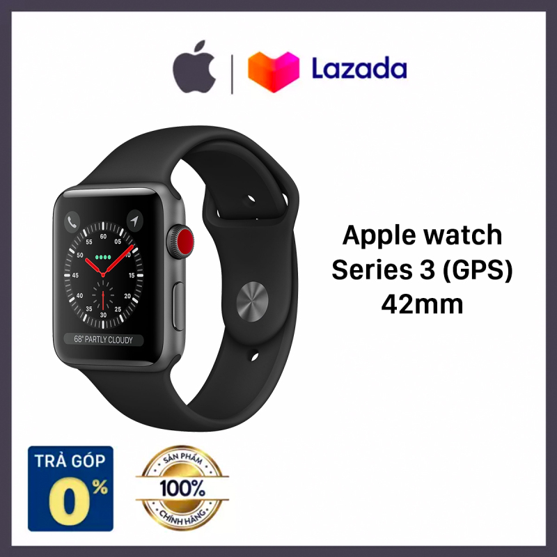 [TRẢ GÓP 0% - HÀNG CHÍNH HÃNG VN/A] Đồng hồ thông minh Apple Watch Series 3 42mm GPS l Viền nhôm xám dây cao su đen l MTF32VN/A