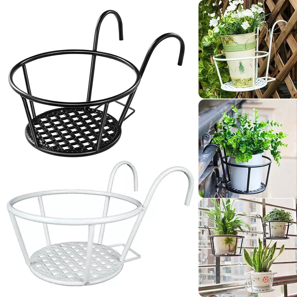 [Combo 3c] Giỏ Treo Hoa Ban Công, Giá Để Chậu Hoa Treo Ban Công , Kệ Để Chậu Hoa Treo Ban Công Bằng Thép Đen , Giá Để Chậu Hoa Treo Cửa Sổ