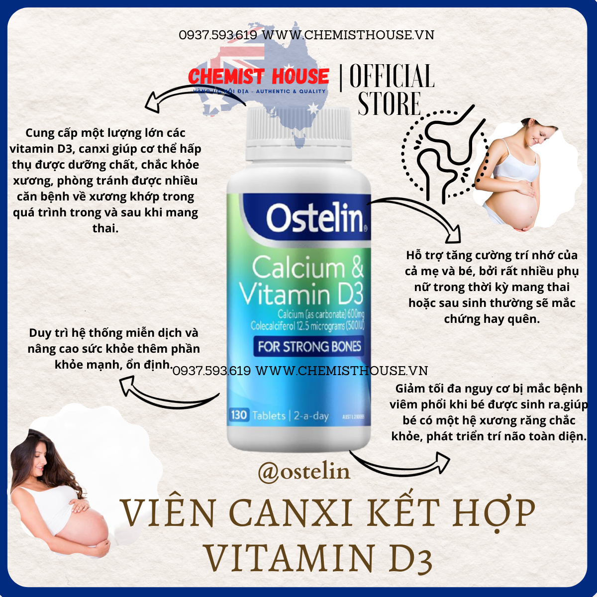[HÀNG CHUẨN ÚC] Combo Vitamin cho Mẹ Bầu 4 món (Elevit + DHA + Canxi + Sắt)