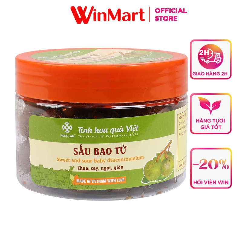 - ô mai sấu bao tử hồng lam hộp 200g
