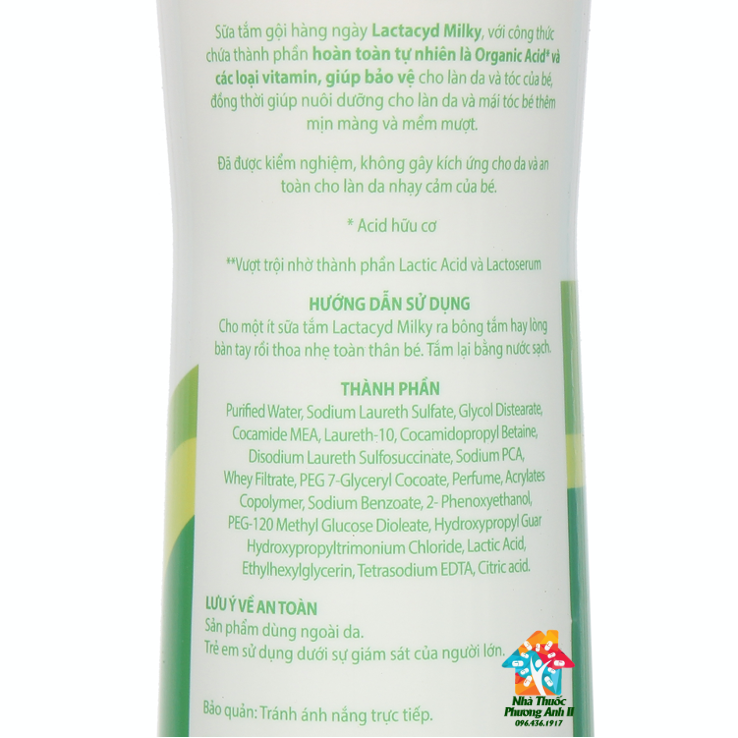 [HCM]Sữa tắm gội trẻ em Lactacyd Milky
