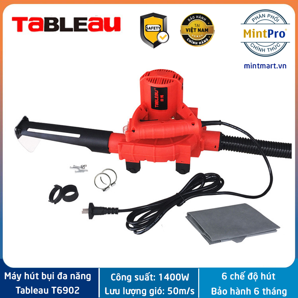 Máy hút bụi đa năng Tableau T6902 - Công suất 1400W - Dùng cho máy cắt rãnh tường, máy bào chà nhám tường, dùng trong nhà, ô tô...