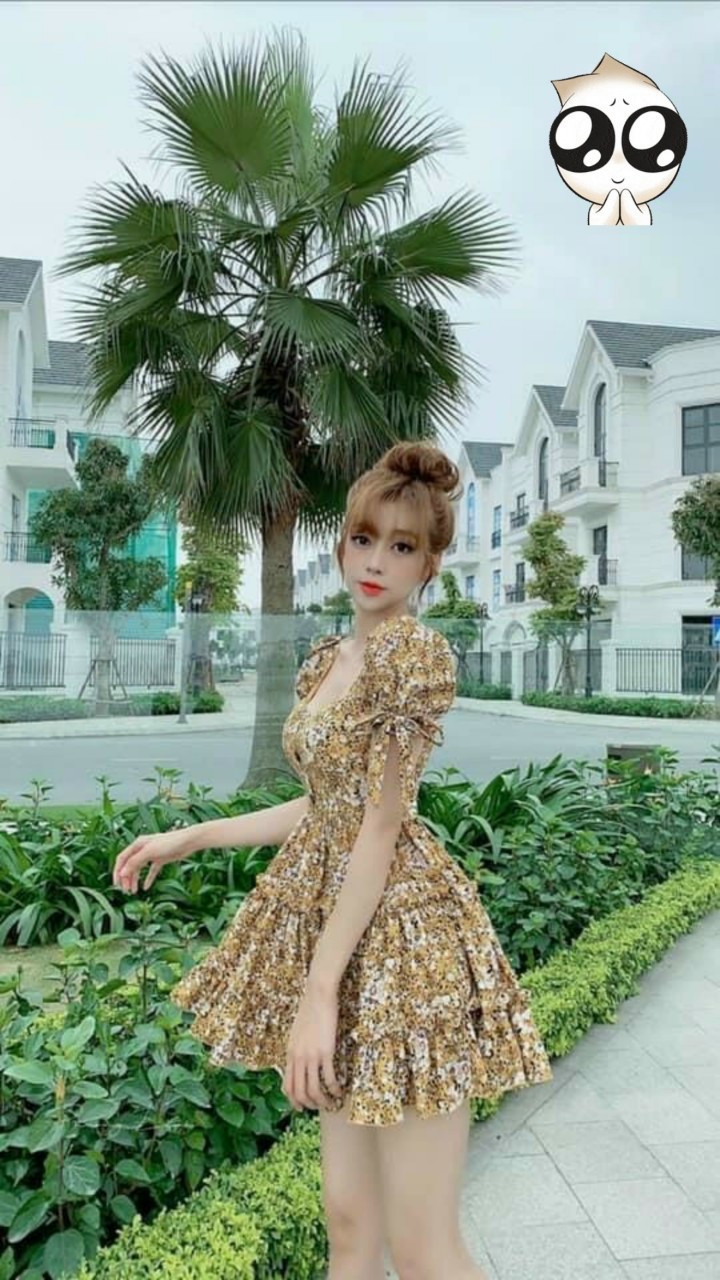 Đầm xòe hoa nhí-HC#damnu