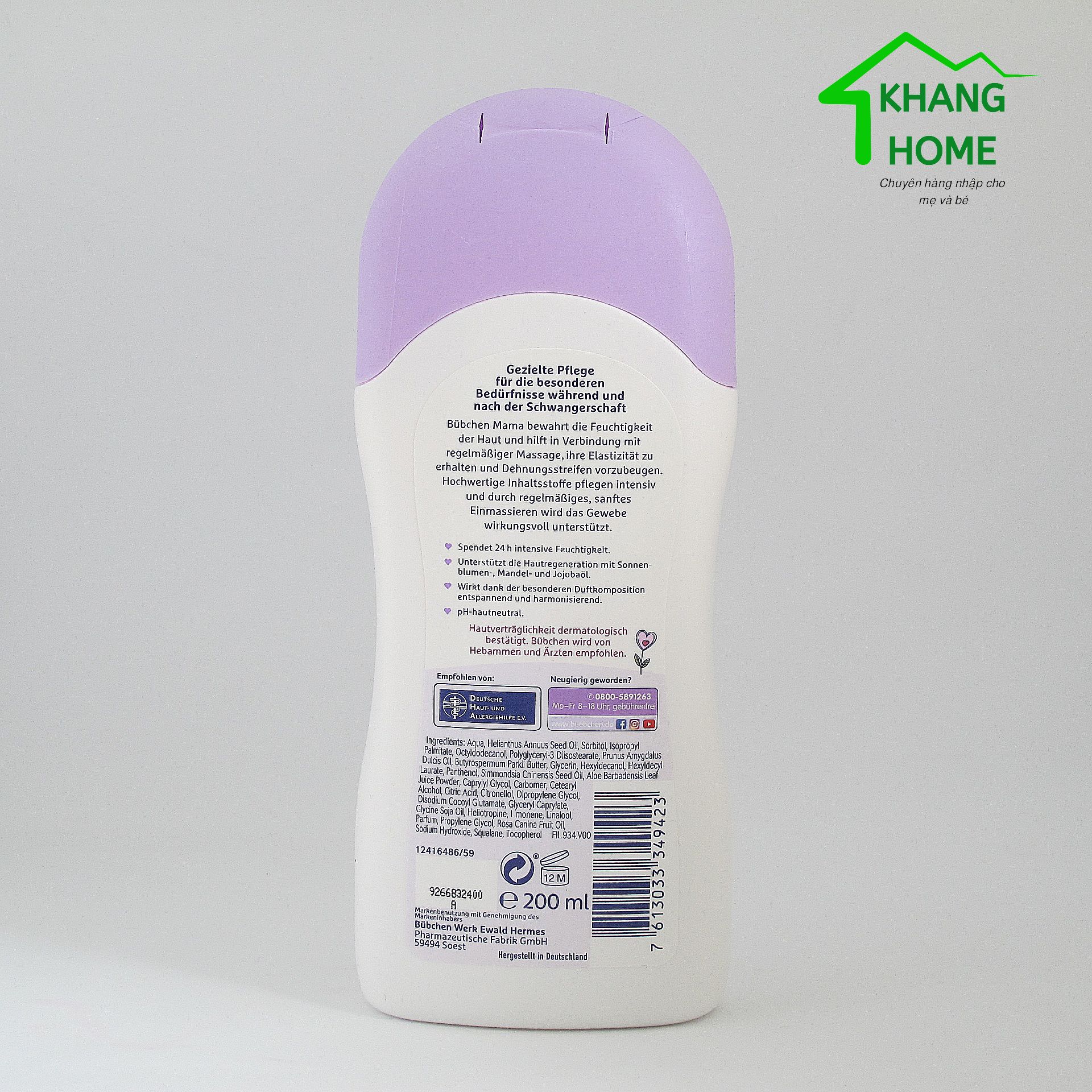 SỮA DƯỠNG THỂ CHO BÀ BẦU BUBCHEN MAMA 200ML