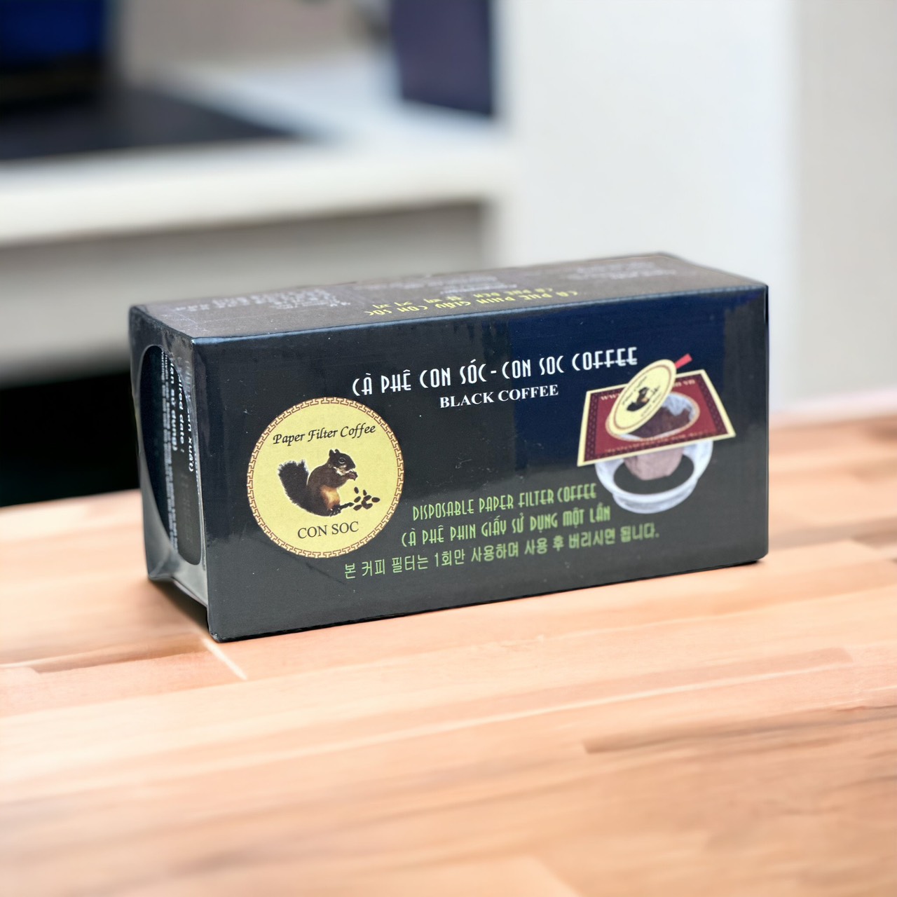 Cà phê CON SÓC Phin lọc giấy ĐƠN ĐEN( Hộp 10 gói)
