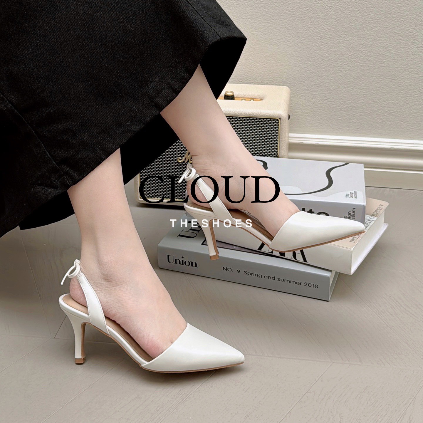 Giày cao gót quai hậu mũi nhọn, quai nơ sau Cloud the shoes