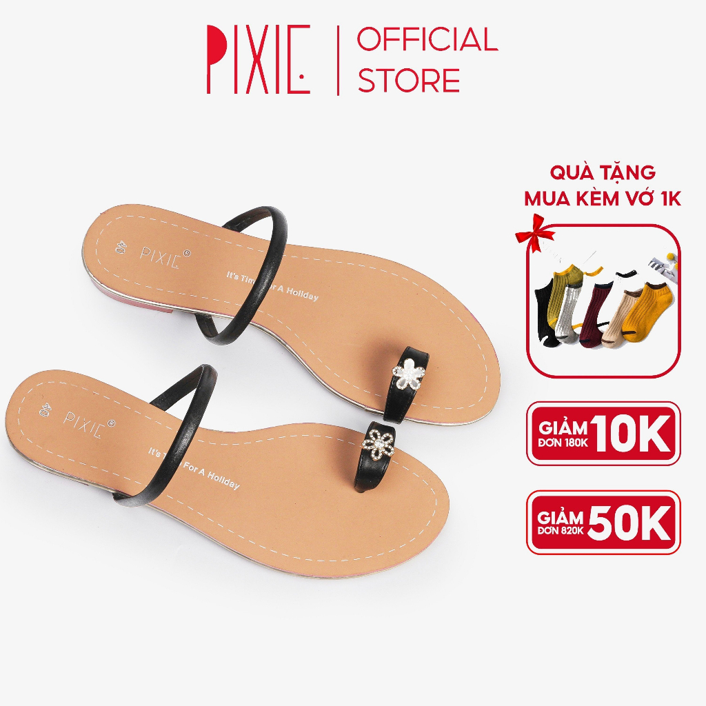 Dép bệt xỏ ngón đính đá pixie x955