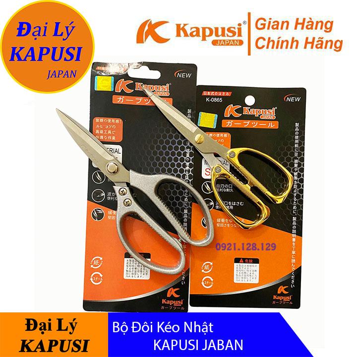 Bộ đôi kéo Nhật sịn kéo cán trắng kéo cán vàng tiện dụng cho nhà bếp