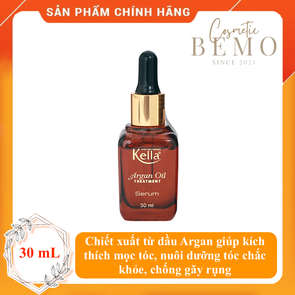 Serum phục hồi tóc Kella Argan Oil, 30ml, nuôi dưỡng tóc phục hồi tóc mềm mượt, hàng chính hãng - BEMO Shop