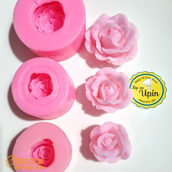 Set 3 khuôn silicon hoa hồng 4D mã C