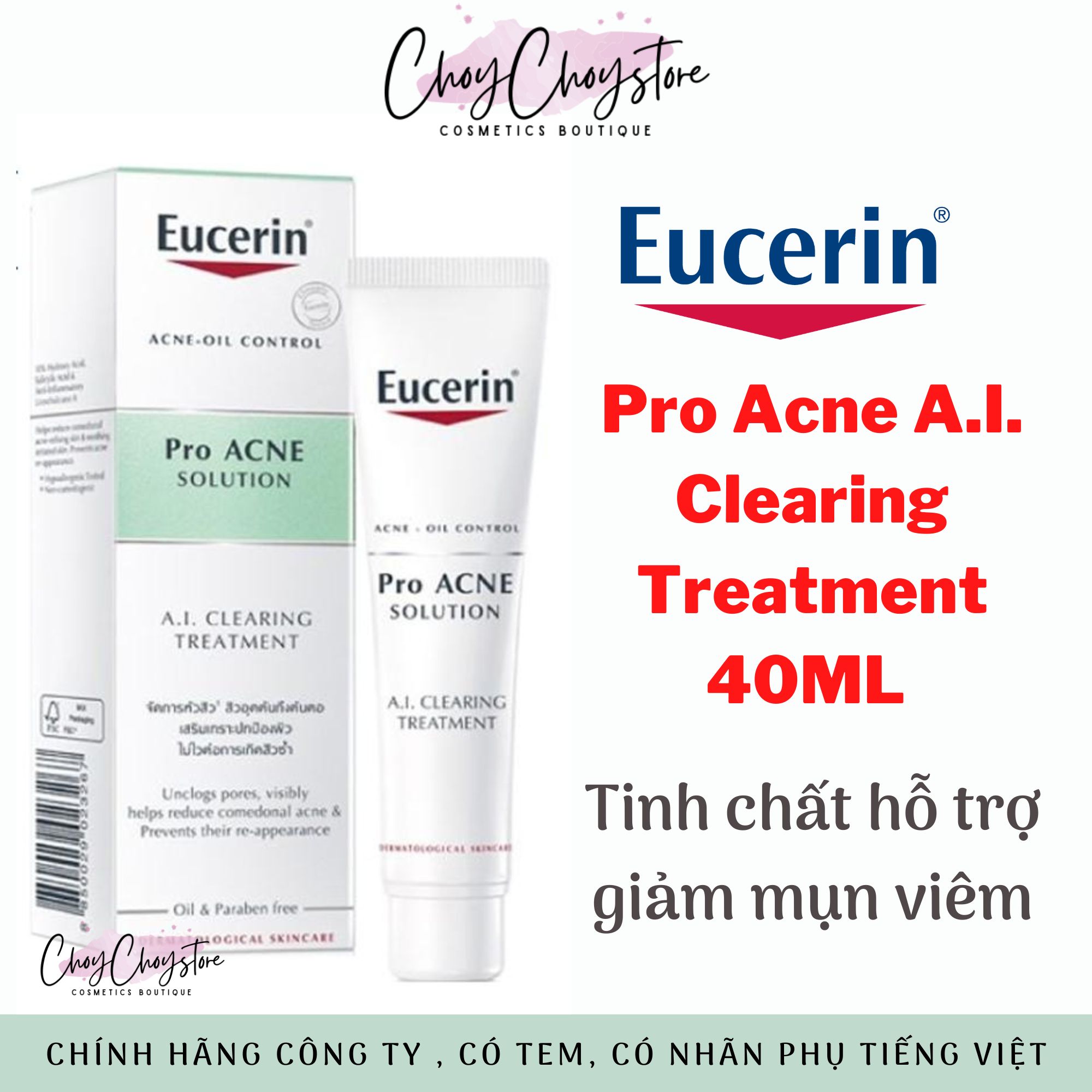 [TEM CTY] EUCERIN Pro Acne A.I Clearing Treatment 40ML - Tinh chất giảm mụn viêm