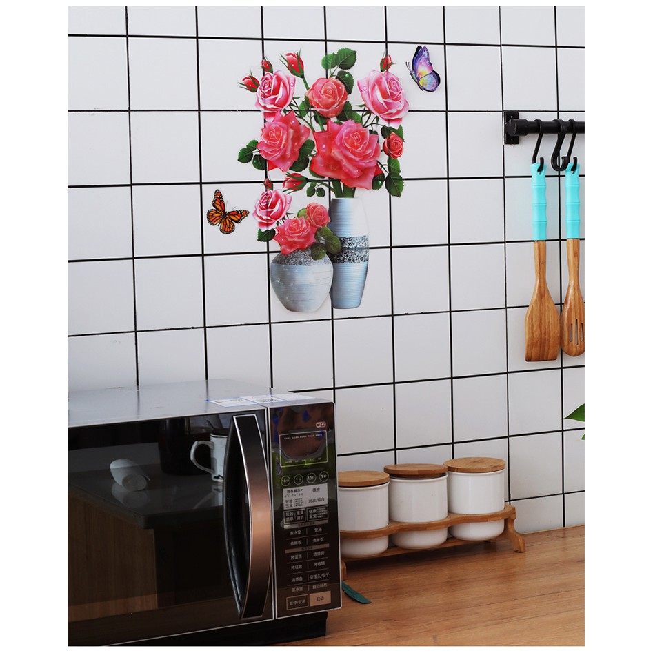 Tranh dán tường 3D hình hoa [12 mẫu]