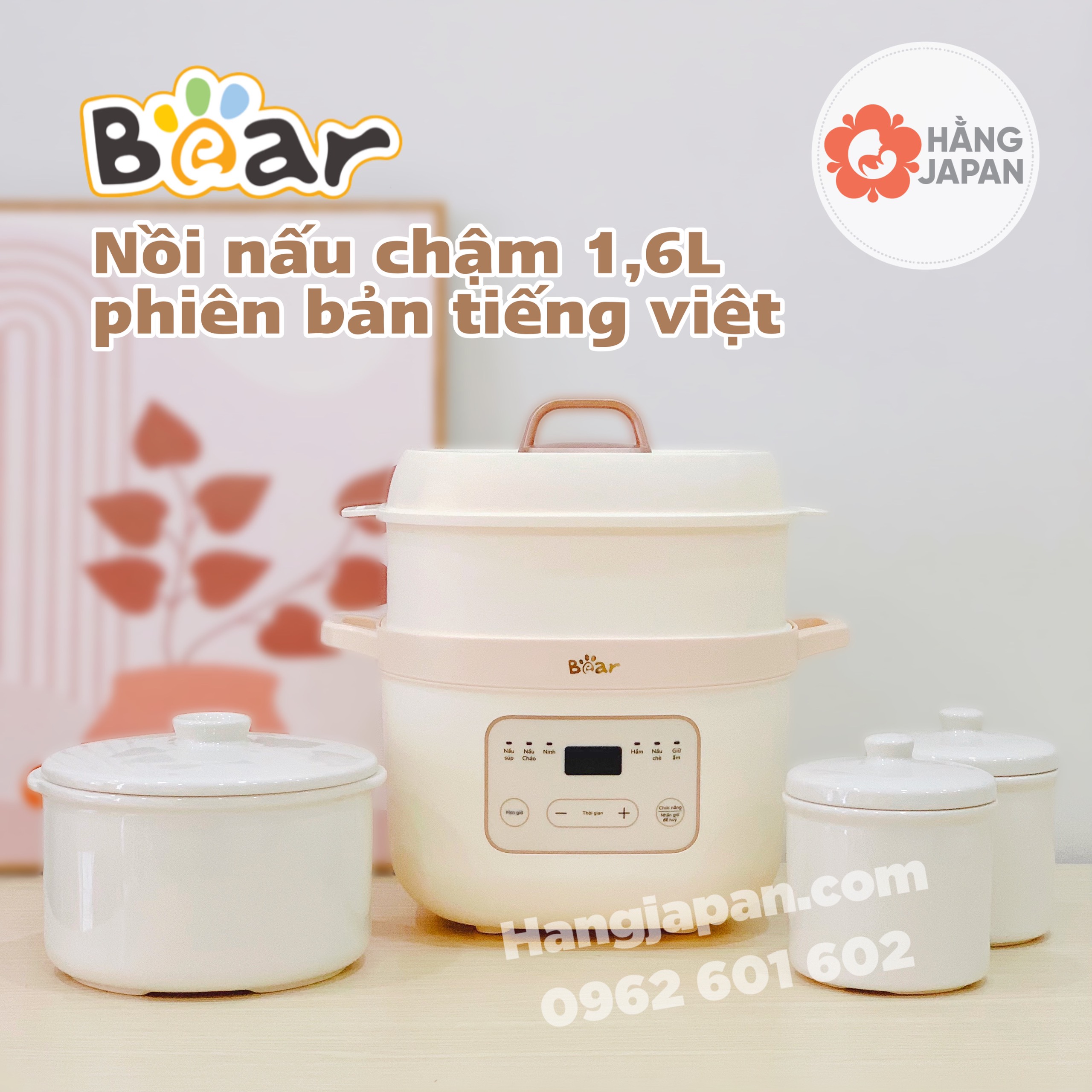 Nồi nấu chậm BEAR 1.6L phiên bản tiếng việt (mẫu mới