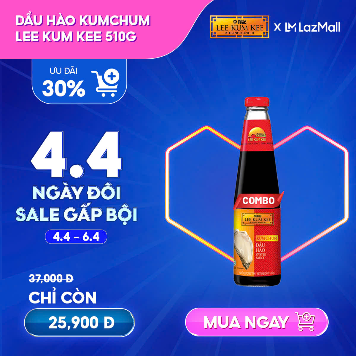 [Đơn 150K Tặng Gói Sốt] Combo 2 chai dầu hào LEE KUM KEE KUM CHUN OYSTER SAUCE chai thủy tinh 510 gram