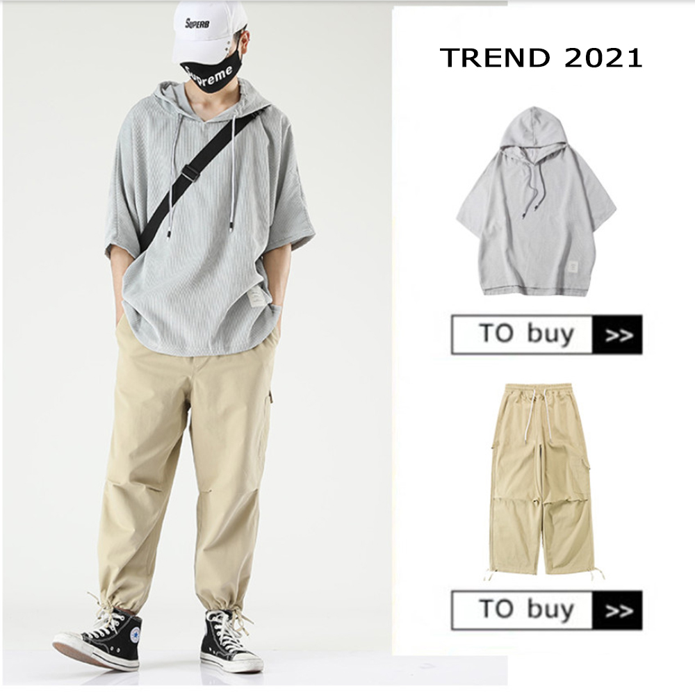 Bộ Quần Áo Thun Nam Áo Hoddie Cộc Tay Phối Quần Joggger Thể Thao Dáng Basic Thời Trang FASHION4MENHN SET NAM 90000156