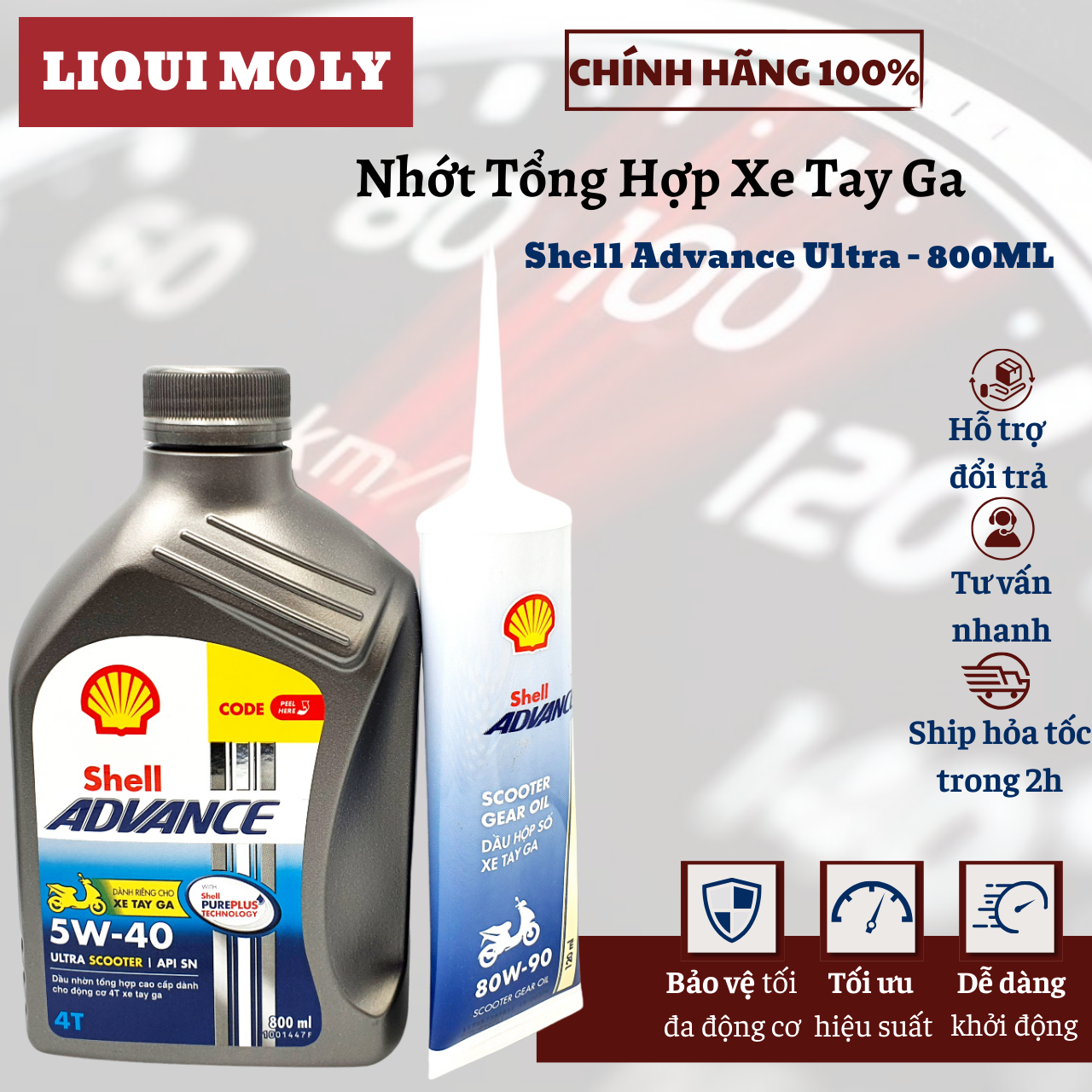 Combo nhớt shell advance ultra scooter và nhớt láp shell thái lan