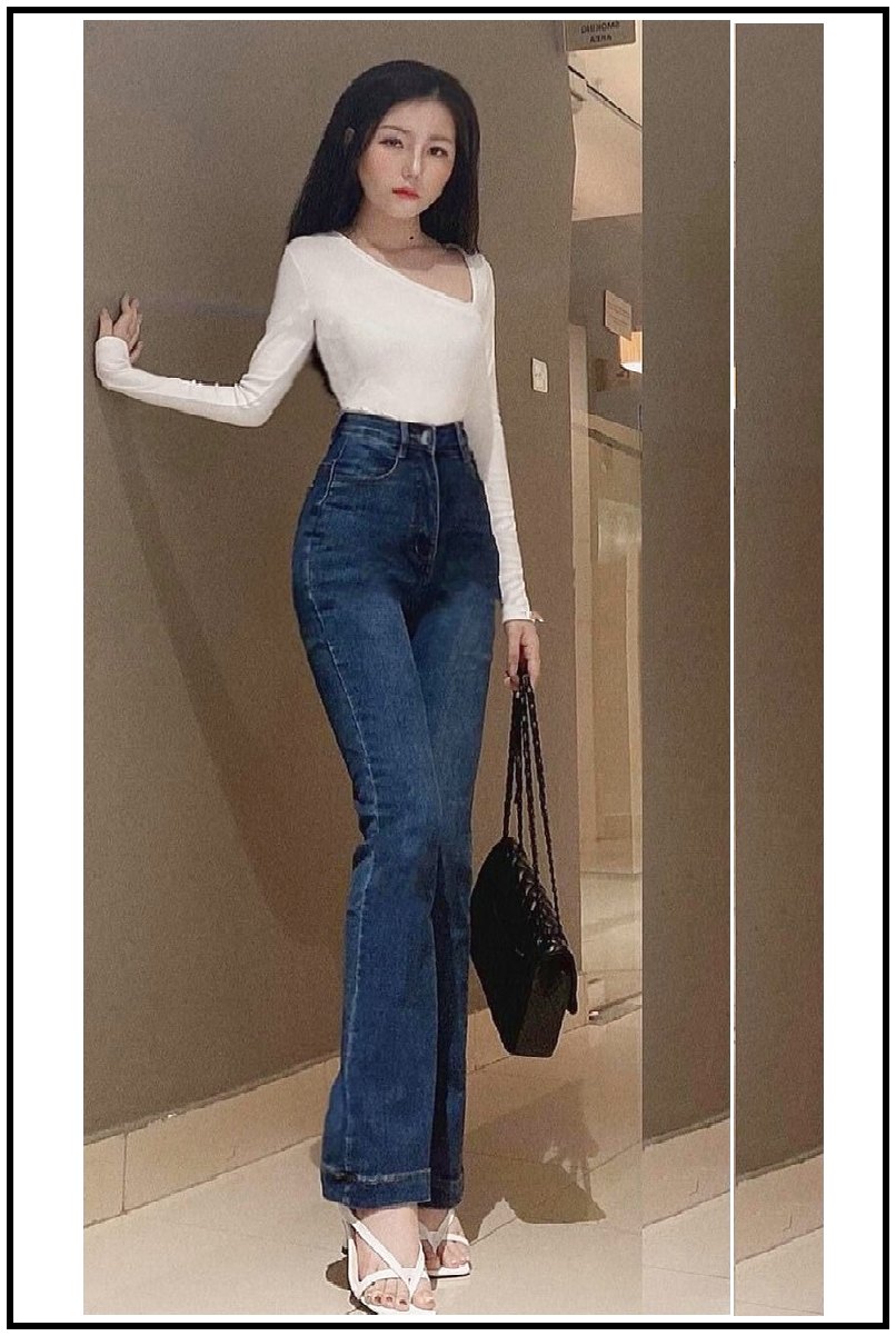Quần jean nữ lưng cao ỐNG LOE siêu hot trend mẫu mới L31