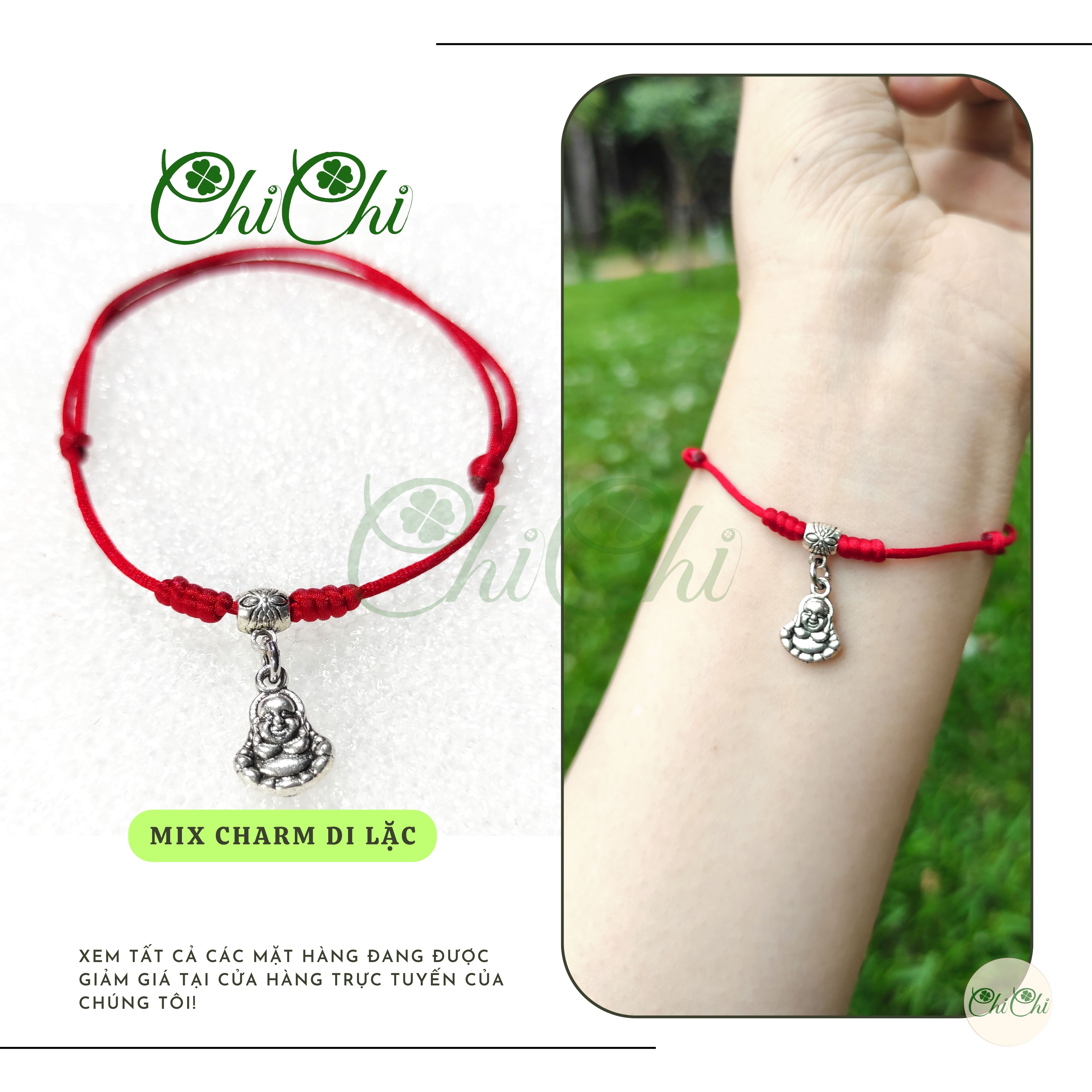 Ms019 lucky mix charm red wax bracelets bracelet silver-ms019