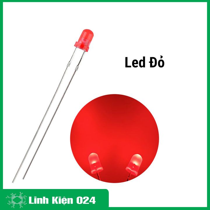 Gói 10 led phủ màu 3mm màu vàng/đỏ/xanh dương/xanh lá siêu sáng