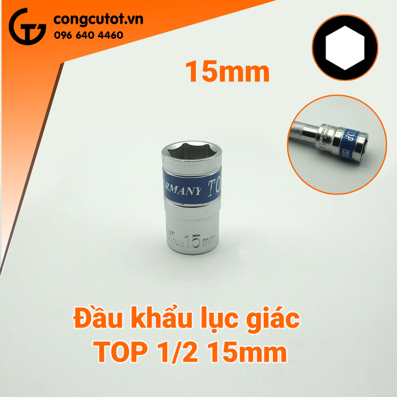 Đầu tuýp lục giác ngắn 1/2 TOP các cỡ