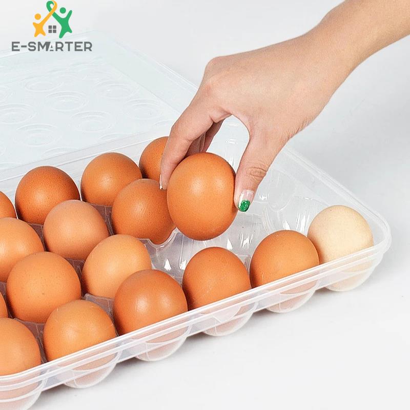 INSOUND Kitchen Egg Holder Refrigerator Egg Storage Bin Stackable Egg Dispenser with Lid (No Certification)