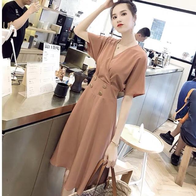 Đầm kem 4 nút (kèm hình thật)