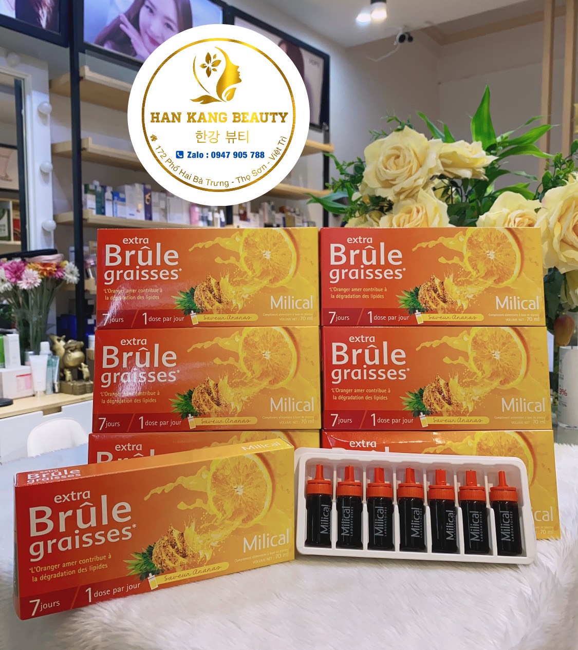 Đốt mỡ thừa cam dứa Milical Extra Brule Graisses Pháp - Hộp 7 ống