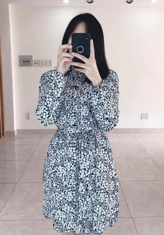 [HCM]Đầm trắng đen hoa nhí Primark