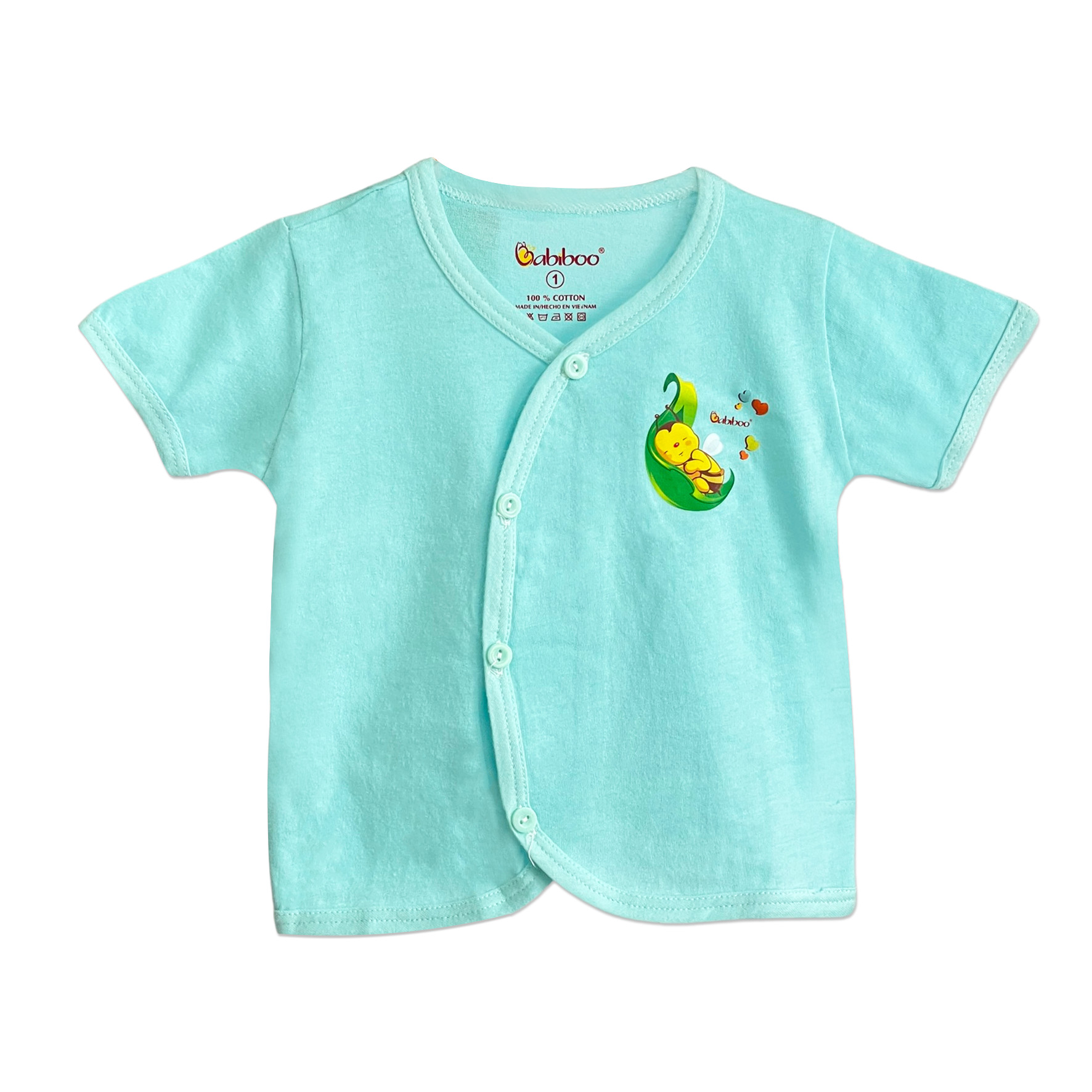 Áo sơ sinh BABIBOO áo sơ sinh cổ tim , vải cotton mềm mại thấm hút tốt BB28