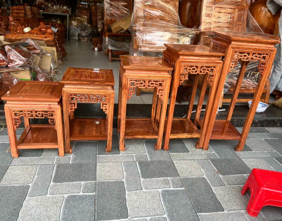 Đôn vuông gỗ hương cao cấp mặt vuông 30cm - Cao nhiều cỡ